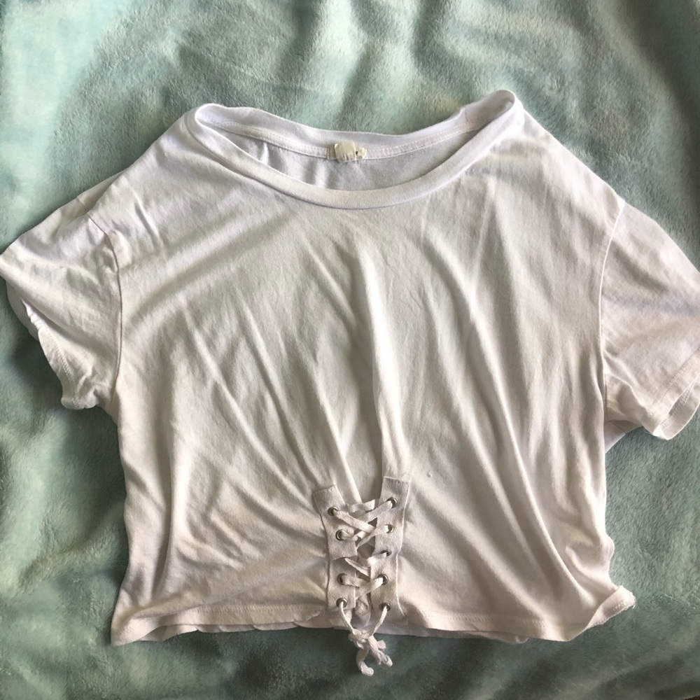 GARAGE white tie-front crop top